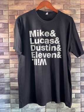 Pre Owned Stranger Things Mike Eleven Lucas Will Dustin T-Shirt Adult, X Large